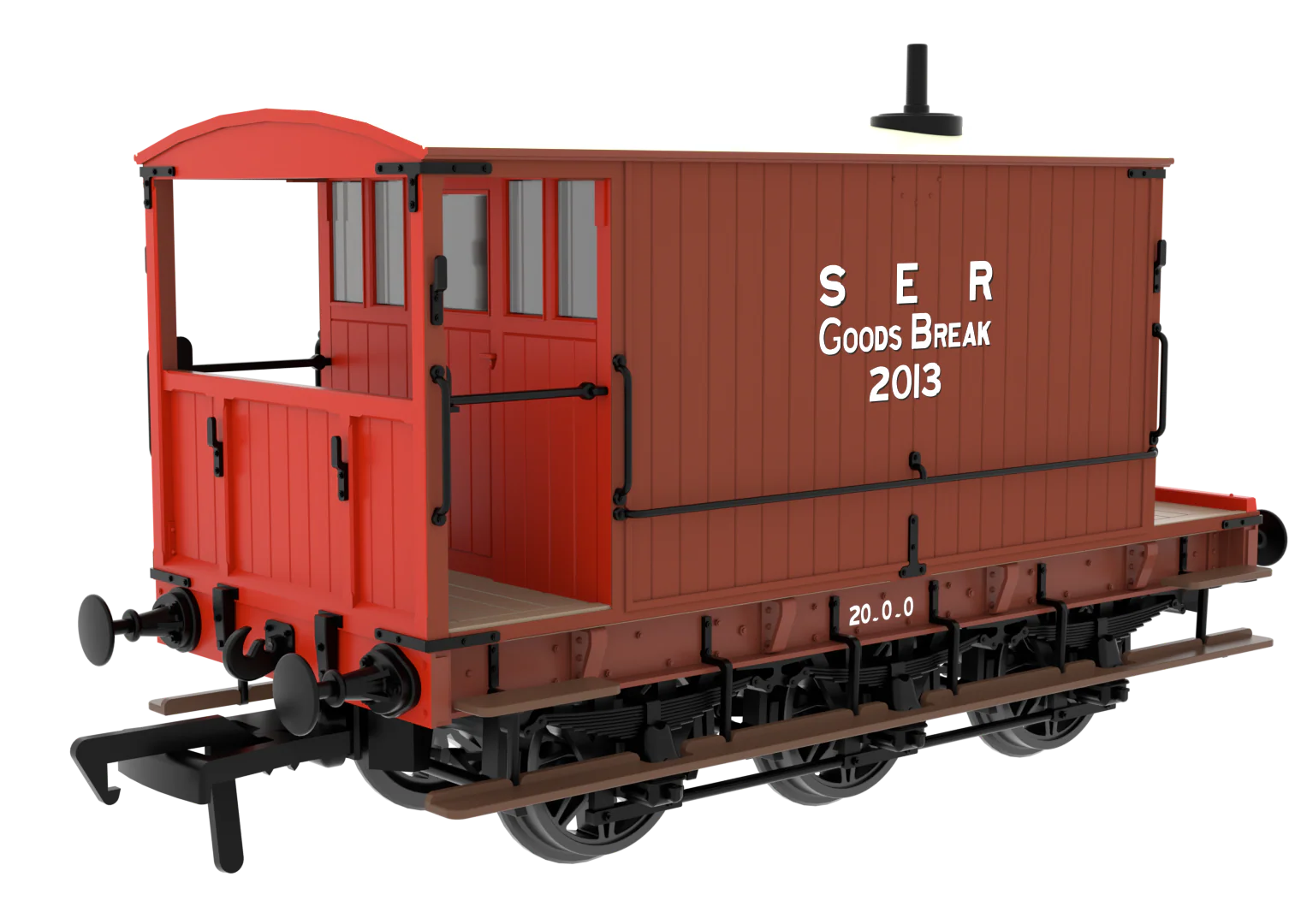 931016 SECR 6 Wheel Brake Van - No. 2013 - SER Brown