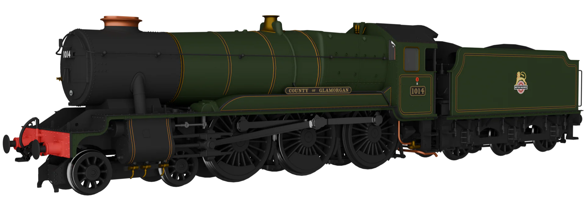 954007 GWR County No.1014 'County of Glamorgan' BR Lined Green Early Crest Steam Locomotive