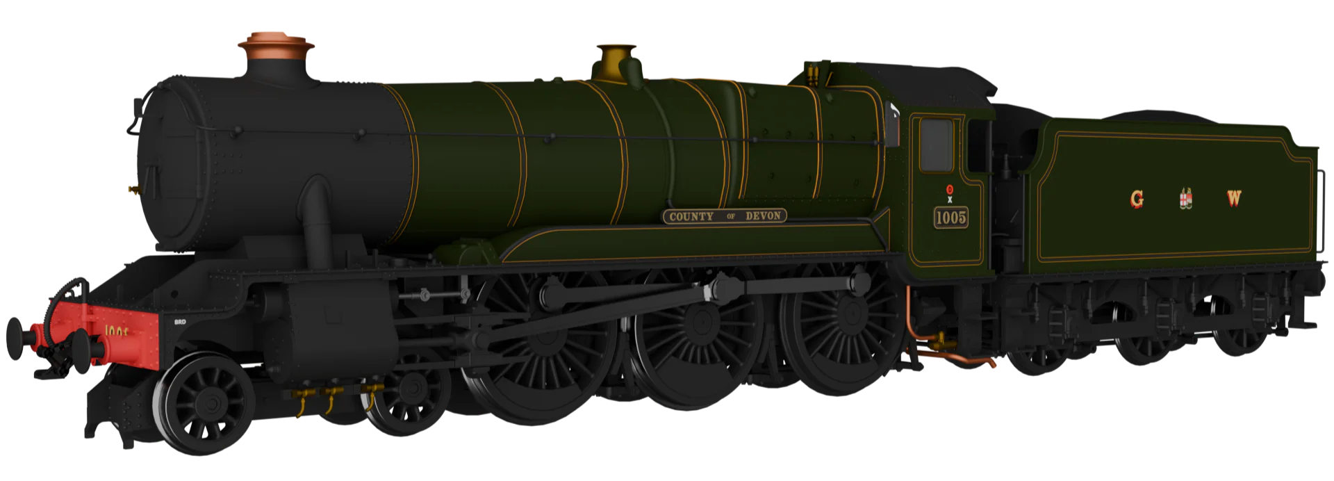 954502 GWR County No.1005 'County of Devon' G W Lined Green Steam Locomotive - DCC Sound