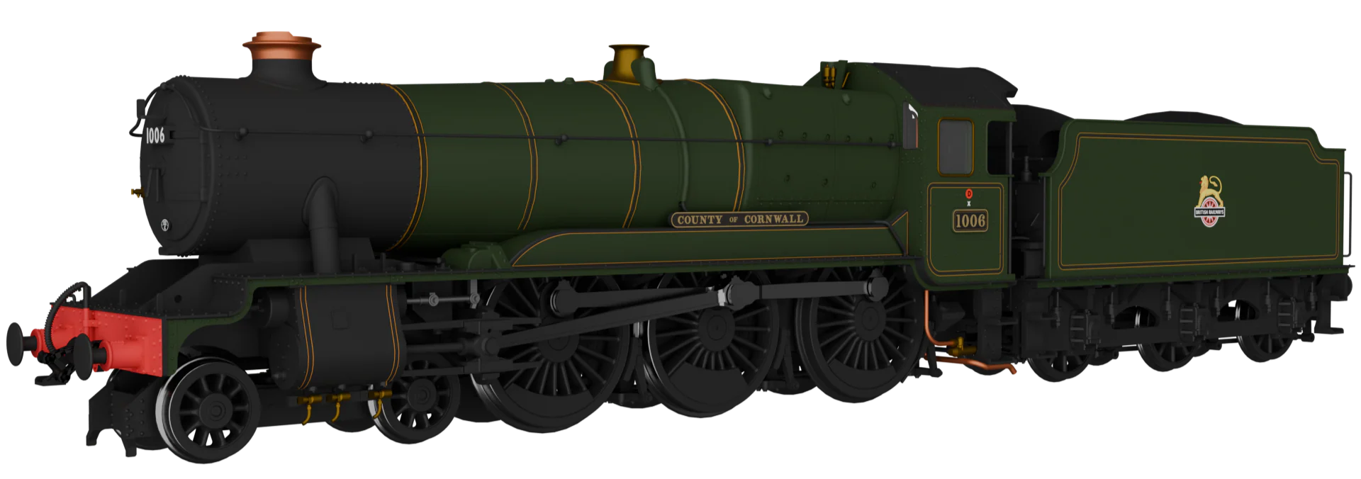 954506 GWR County No.1006 'County of Cornwall' BR Lined Green Early Crest Steam Locomotive - DCC Sound