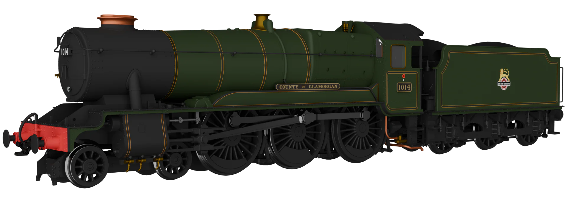 954507 GWR County No.1014 'County of Glamorgan' BR Lined Green Early Crest Steam Locomotive - DCC Sound