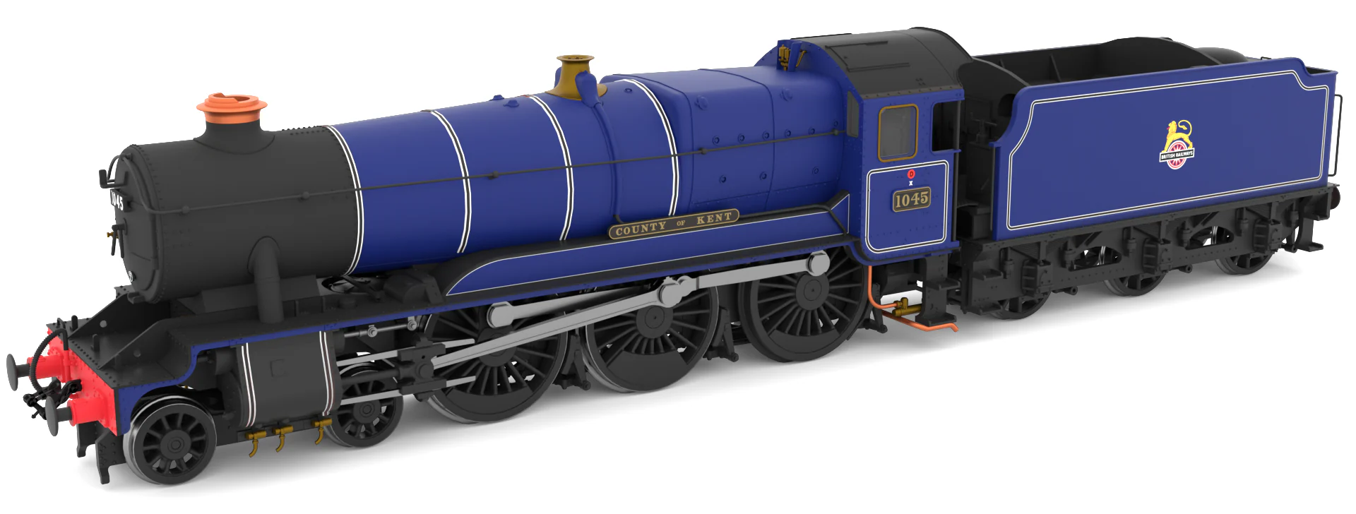 954511 GWR Class 1000 No.1045 'County of Kent' in BR âWhat-Ifâ Express Passenger Blue Early Crest Steam Locomotive - DCC Sound