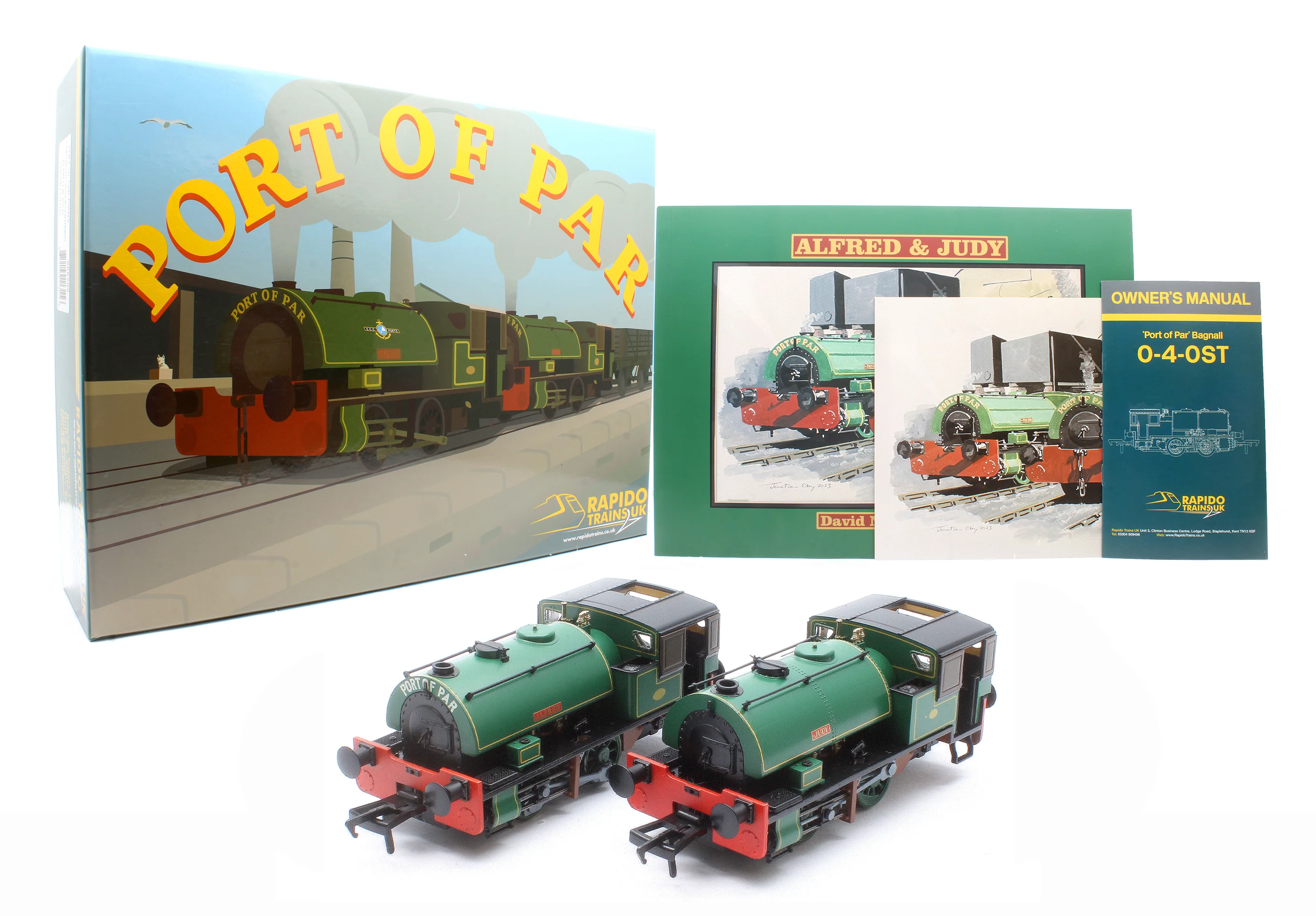 968001 Port of Par Bagnall’s in Special Presentation Box Twin Pack - Lined Dark Green Steam Locomotive