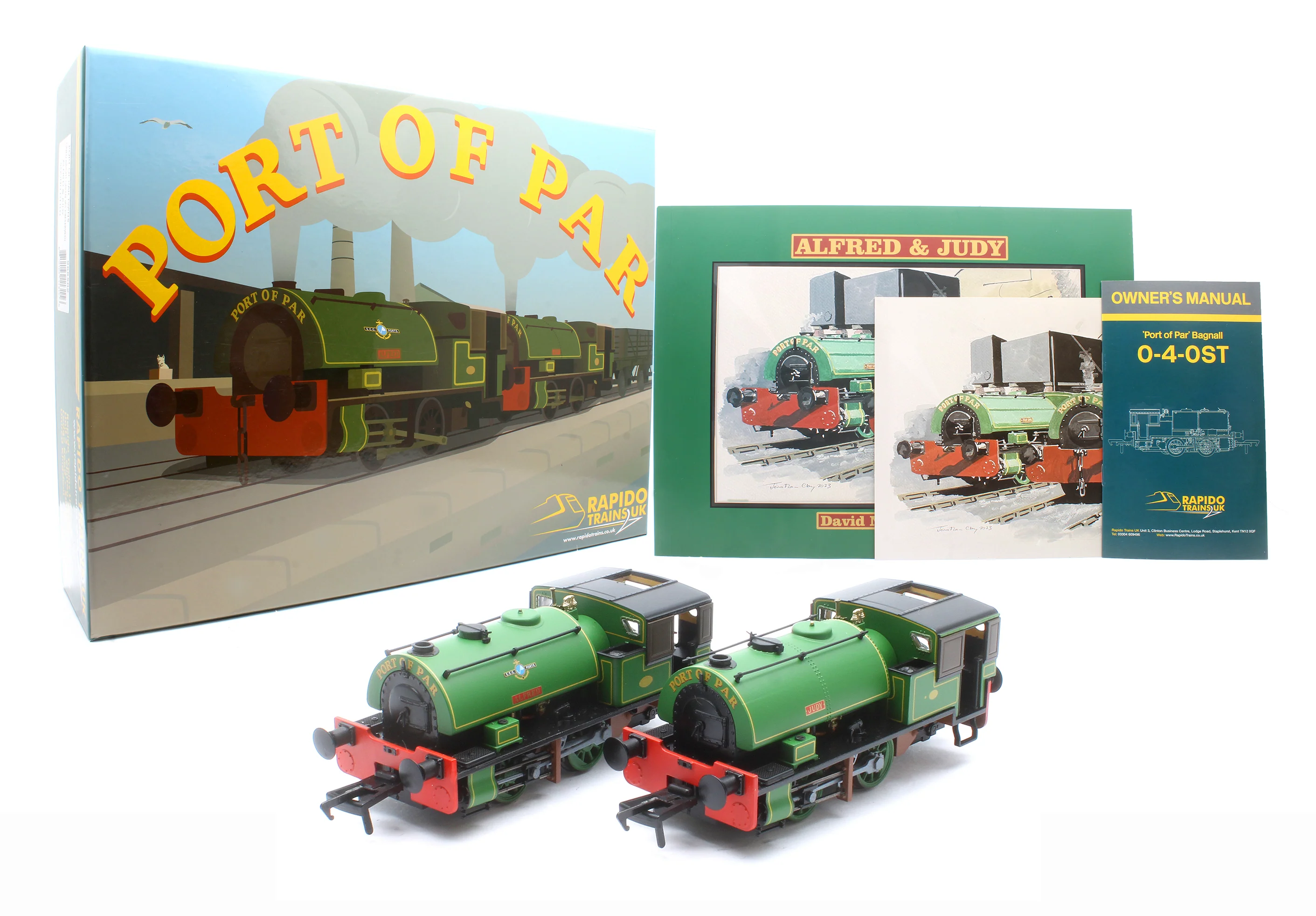 968502 Port of Par Bagnalls Twin Pack - Lined Light Green (As Preserved) Steam Locomotive - DCC Sound