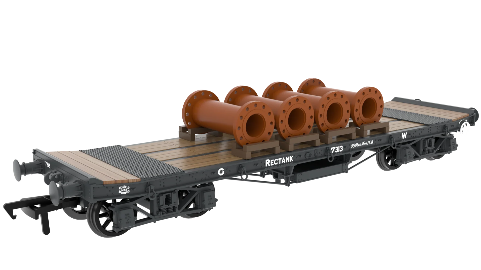 985007 WD 35T Rectank No.17313 GWR Grey (Pipe Load)
