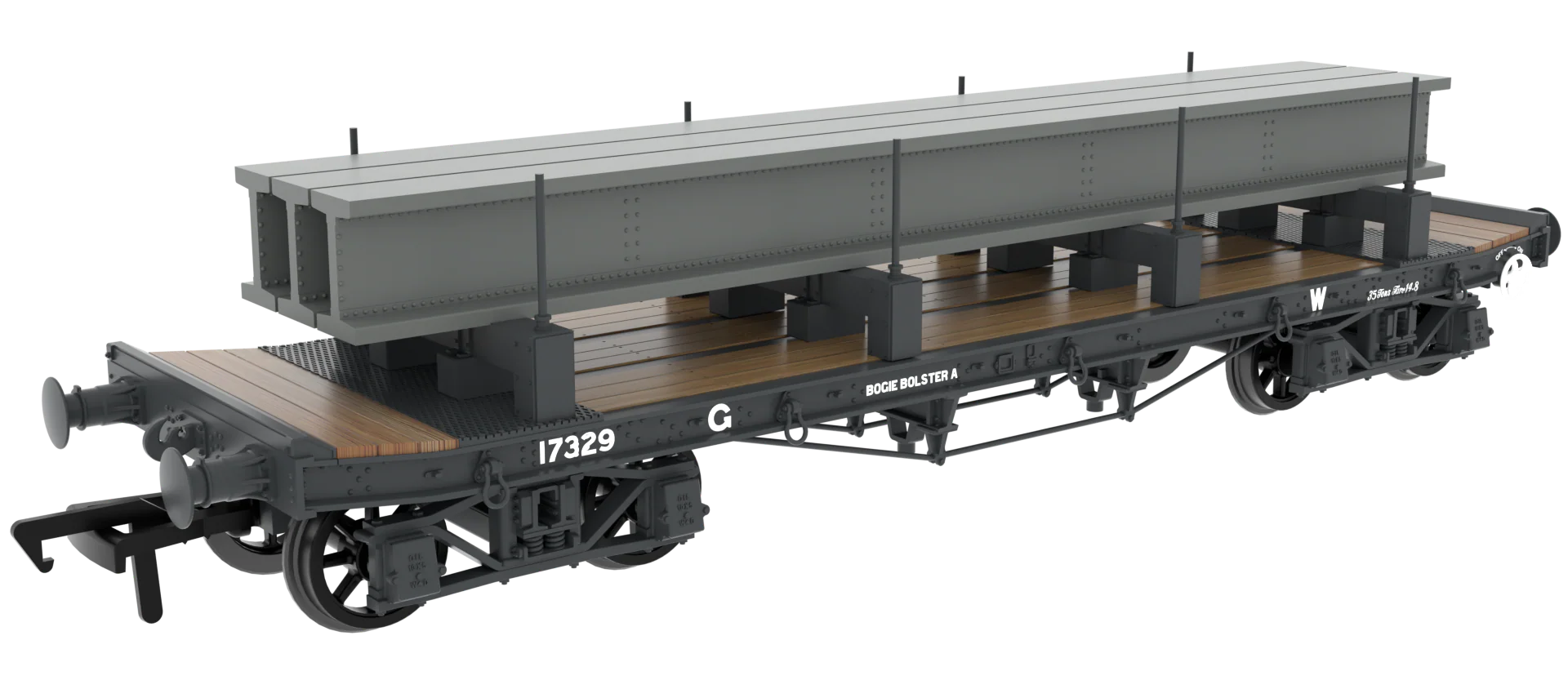 985009 WD 35T Rectank No.17329 GWR Grey 1940s (Girder Load on Bolsters)