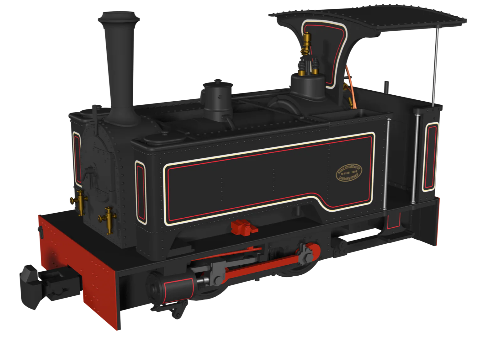 986503 Sirdar Class 0-4-0 Kerr, Stuart & Co. Long-Tank Lined Black Steam Locomotive - DCC Fitted