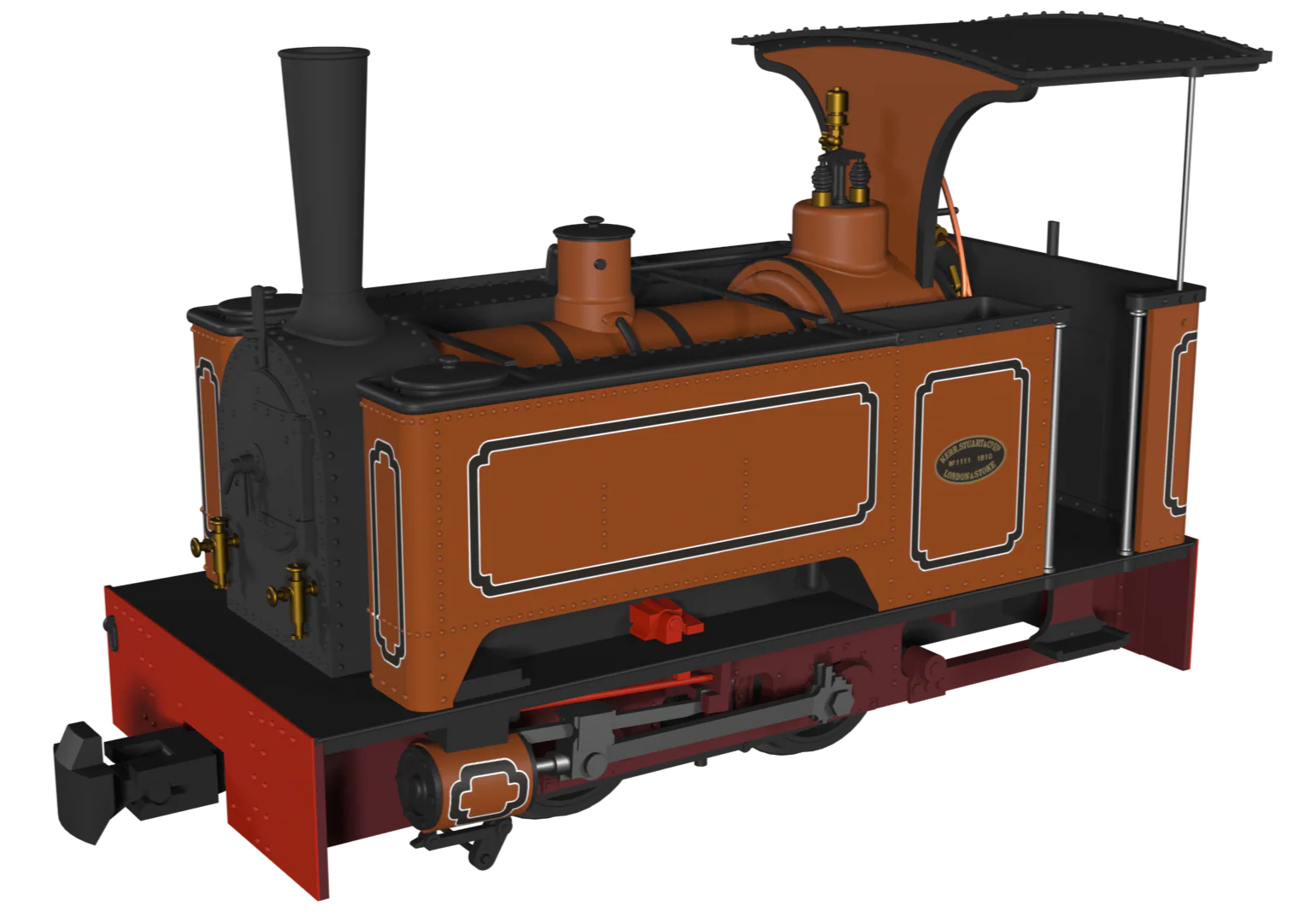 986505 Sirdar Class 0-4-0 Kerr, Stuart & Co. Long-Tank Lined Burnt Orange Steam Locomotive - DCC Fitted