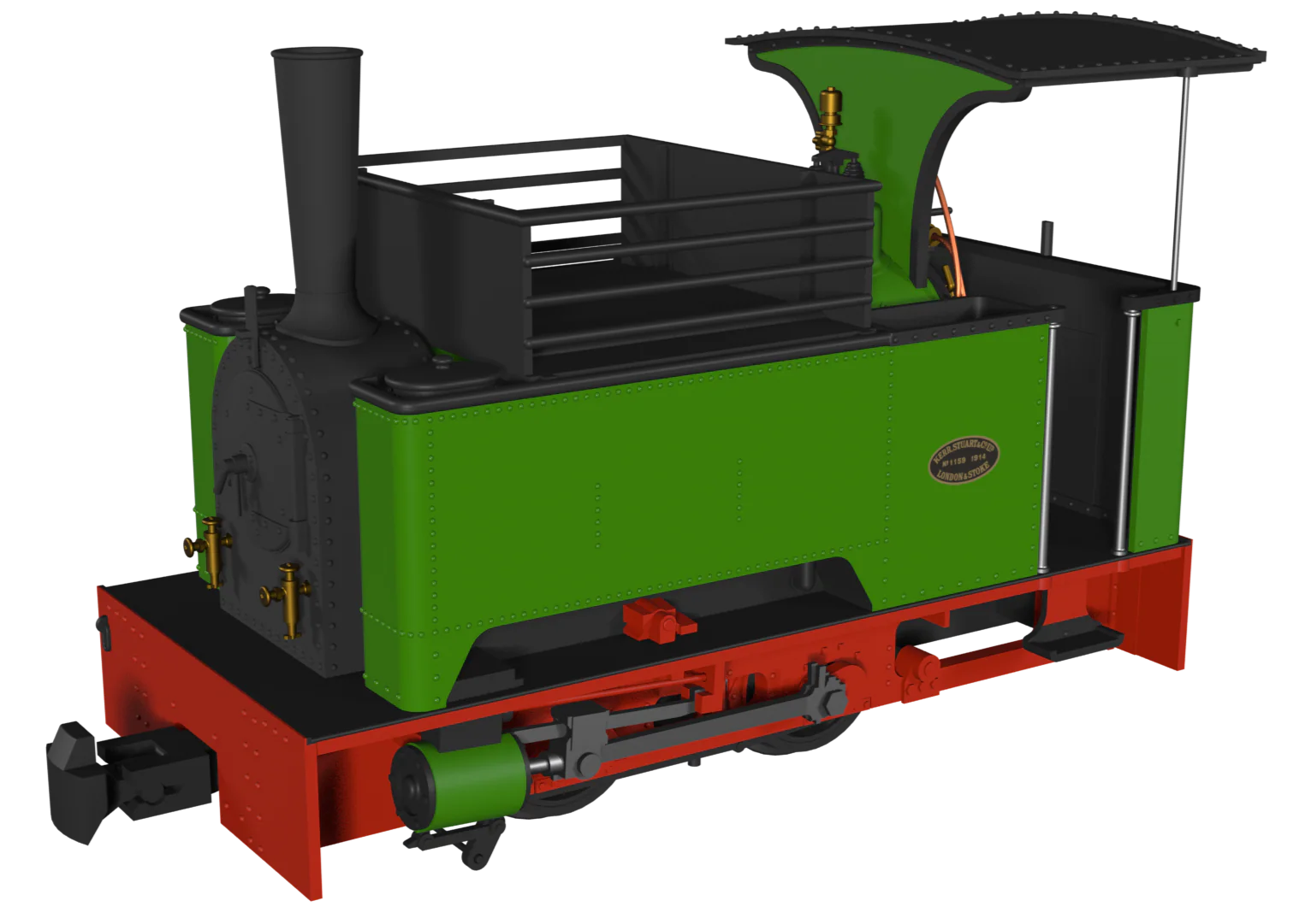 986507 Sirdar Class 0-4-0 Kerr, Stuart & Co. Long-Tank Plain Green Steam Locomotive - DCC Fitted