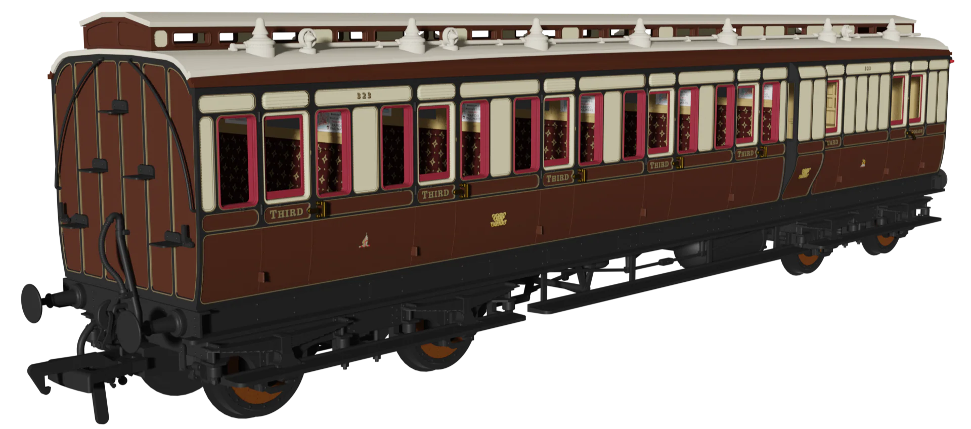 978132 ‘Evolution’ 48’ Great Western Railway Chocolate and Cream (Early Monogram) Brake third No.323