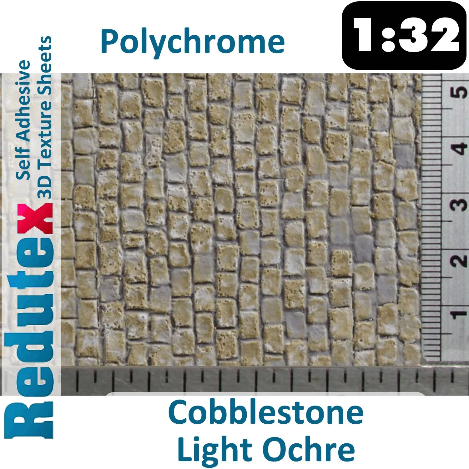 032AD122 COBBLESTONE Lt Ochre POLYCHROME 1:32 1 3D Self Adhesive Texture Sheet