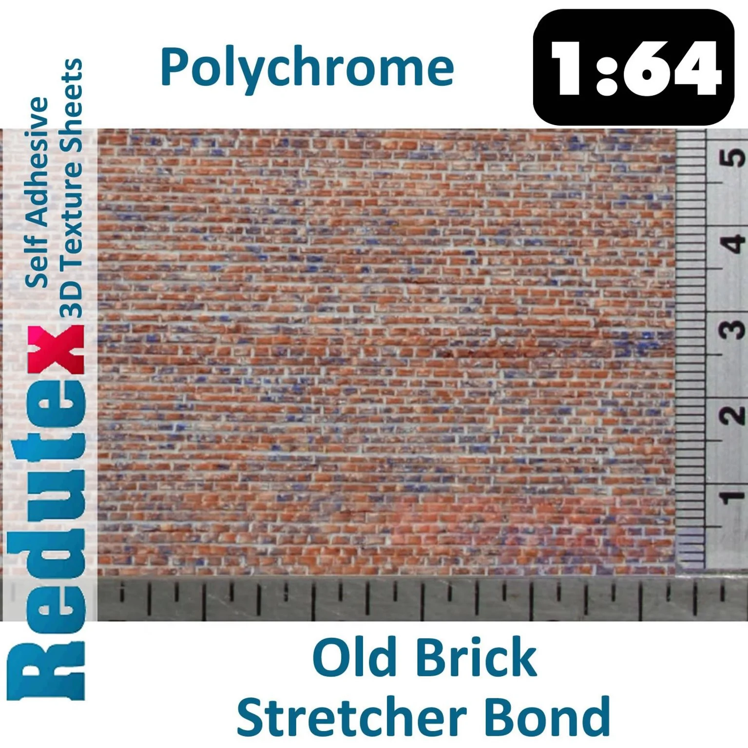 064LV222 Old Brick Column Stretcher Bond Terracotta 1:64 3D Textured Sheet