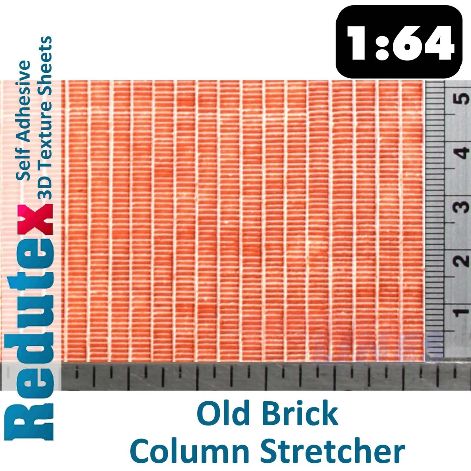 064LV412 Old Brick Column Stretcher Bond Red 1:64 3D Textured Sheet