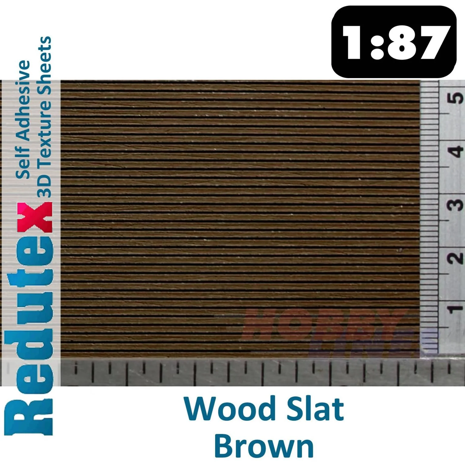 087LM112 Wood Slat Brown HO/OO Self Adhesive 3D Textured Sheet