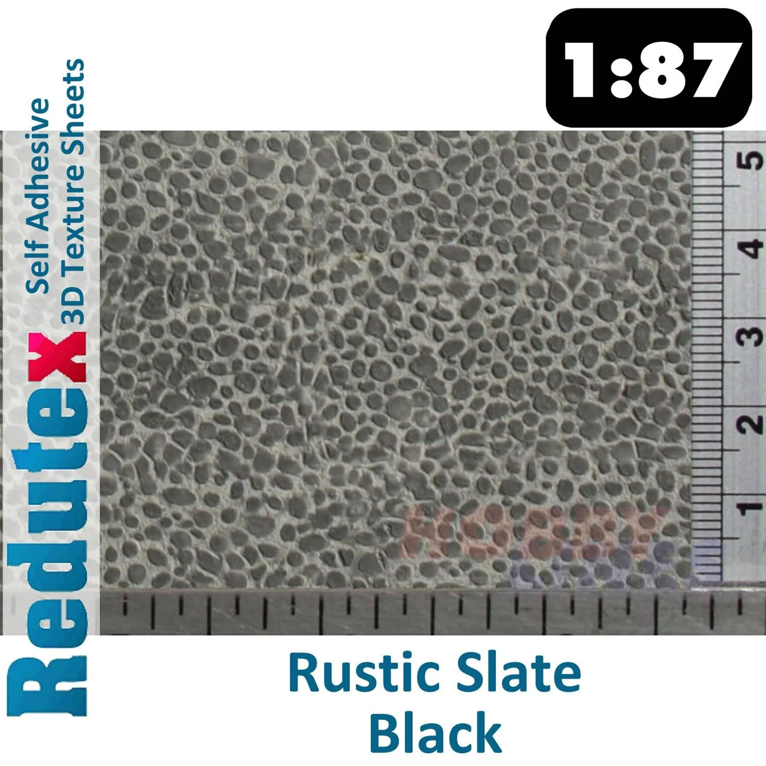 087PR112 Rustic Slate Black HO/OO Self Adhesive 3D Textured Sheet