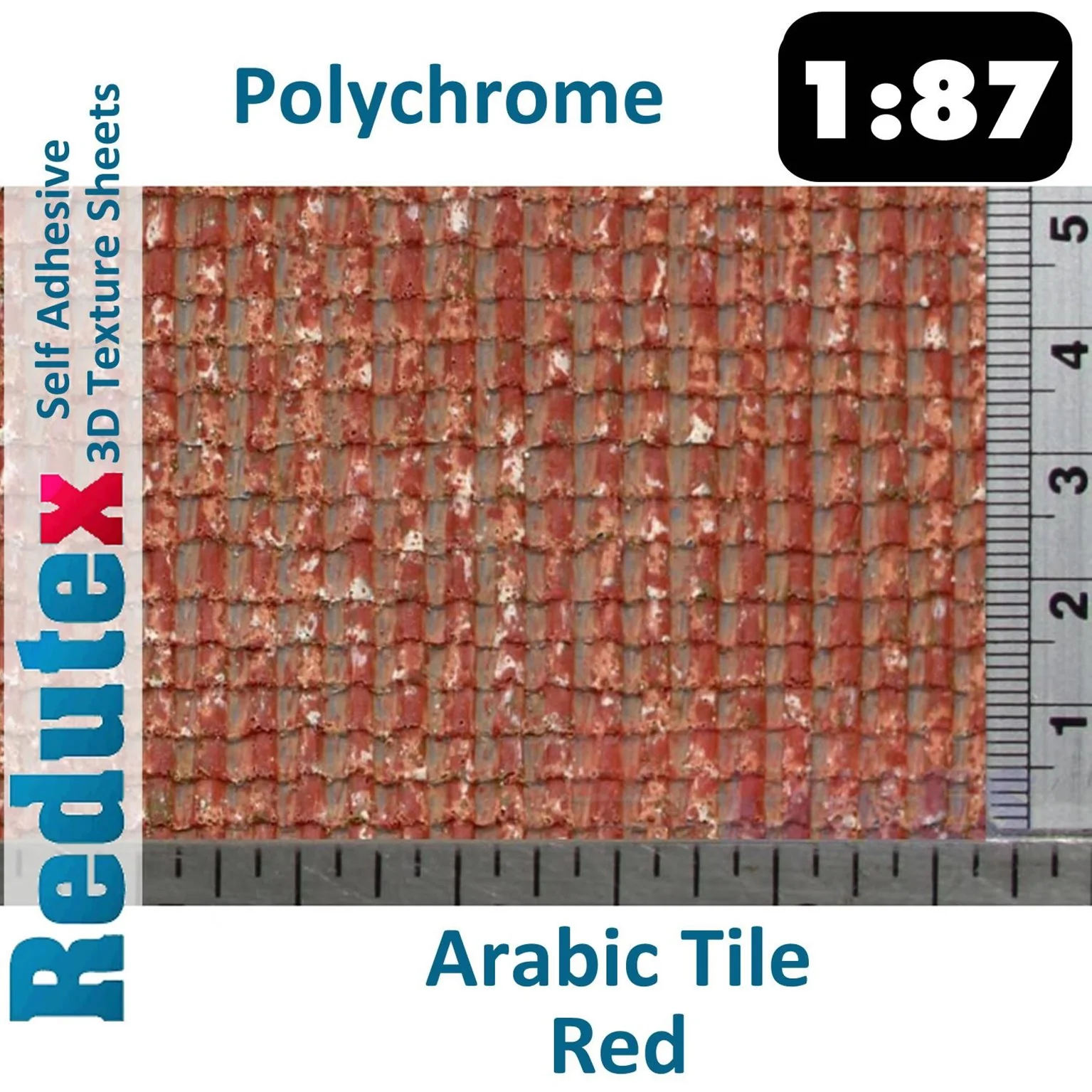 087TA123 Arabic Tile Polychrome Terracotta OO Self Adhesive 3D Textured Sheet