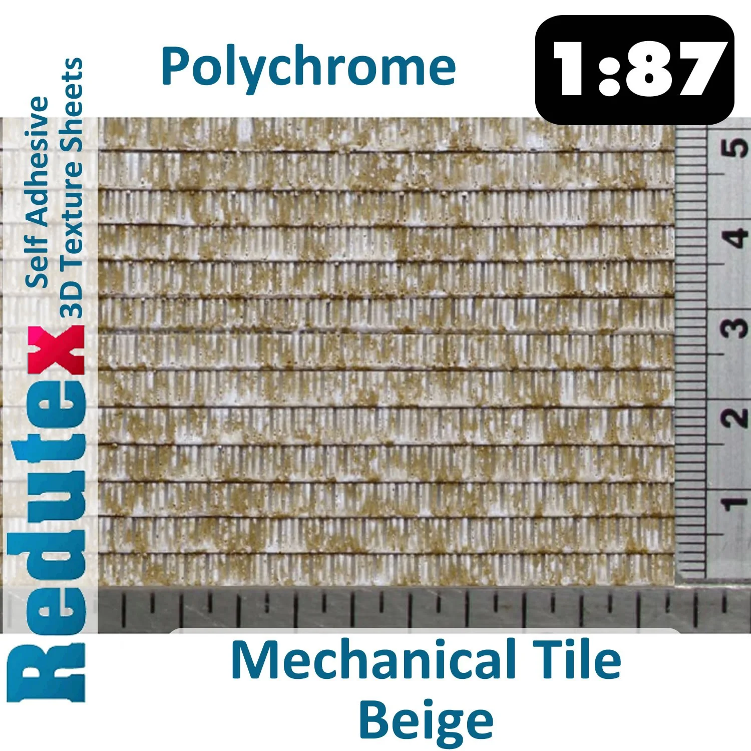 087TM121 MECHANICAL TILE Beige POLYCHROME 1:87 HO 3D Self Adhesive Texture Sheet