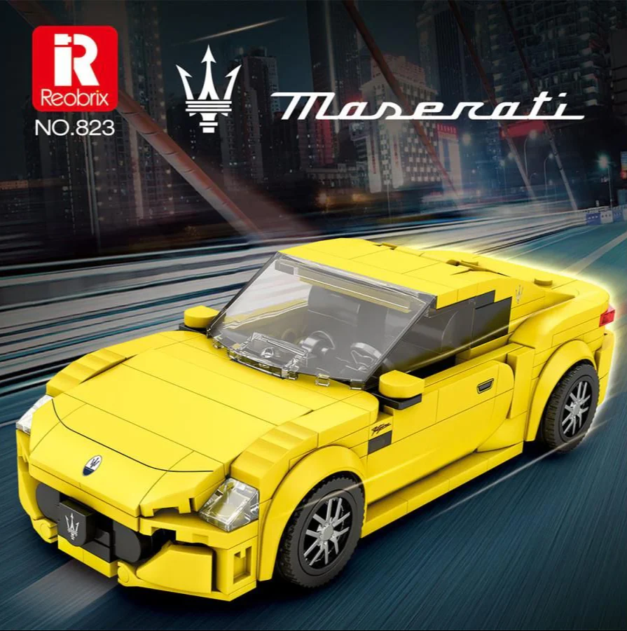 823 Maserati Yellow Sports Car 384pc Construction Set - Image 7