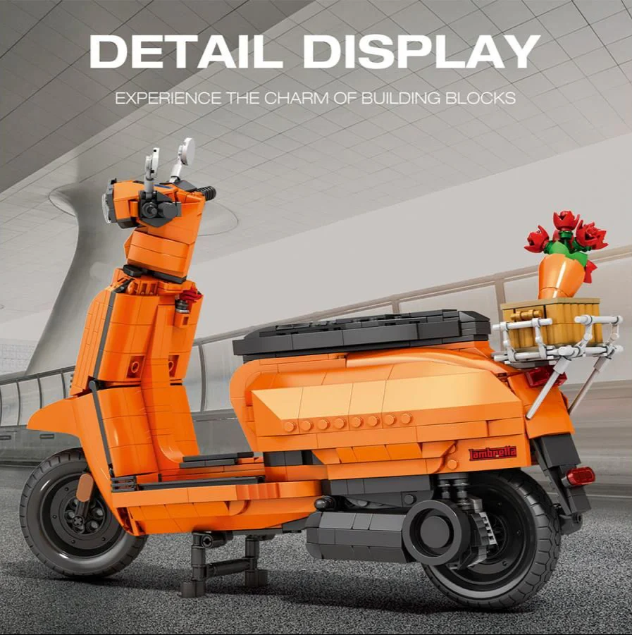 11036 Lambretta Scooter Orange 1169pc Construction Set - Image 3