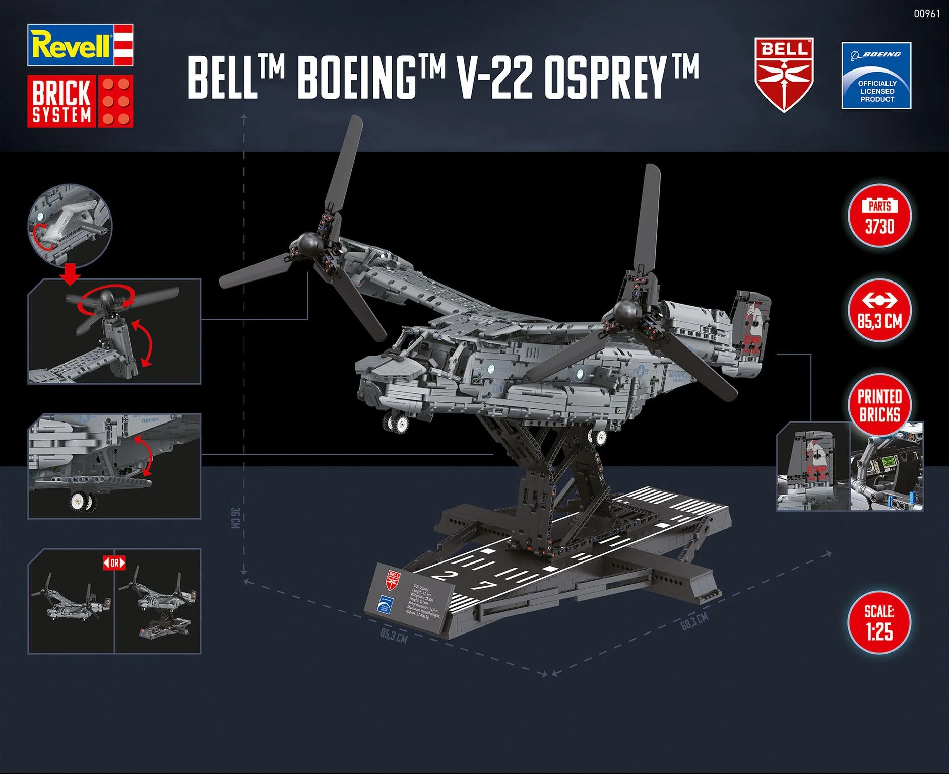 00961 Bell Boeing V-22 Osprey Brick System Model Kit - Image 7
