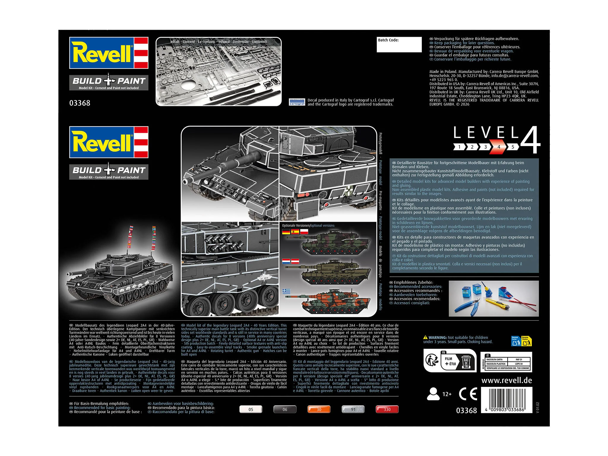 03368 Leopard 2A4 - Special Decoration 40th Anniversary Model Kit - Image 3