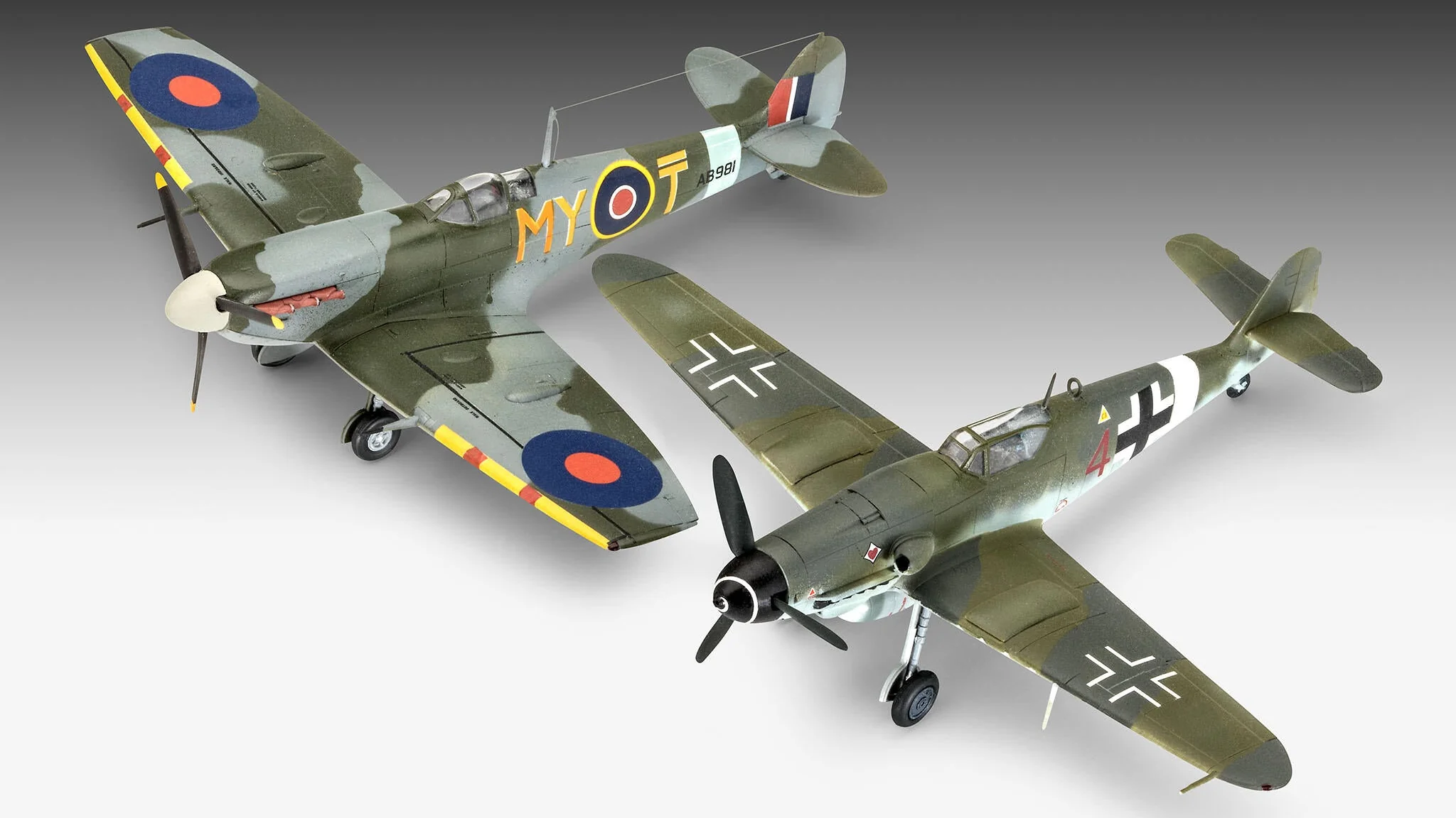 03710 Combat Set Messerschmitt Bf109G-10 & Spitfire Mk.V Model Kit - Image 2