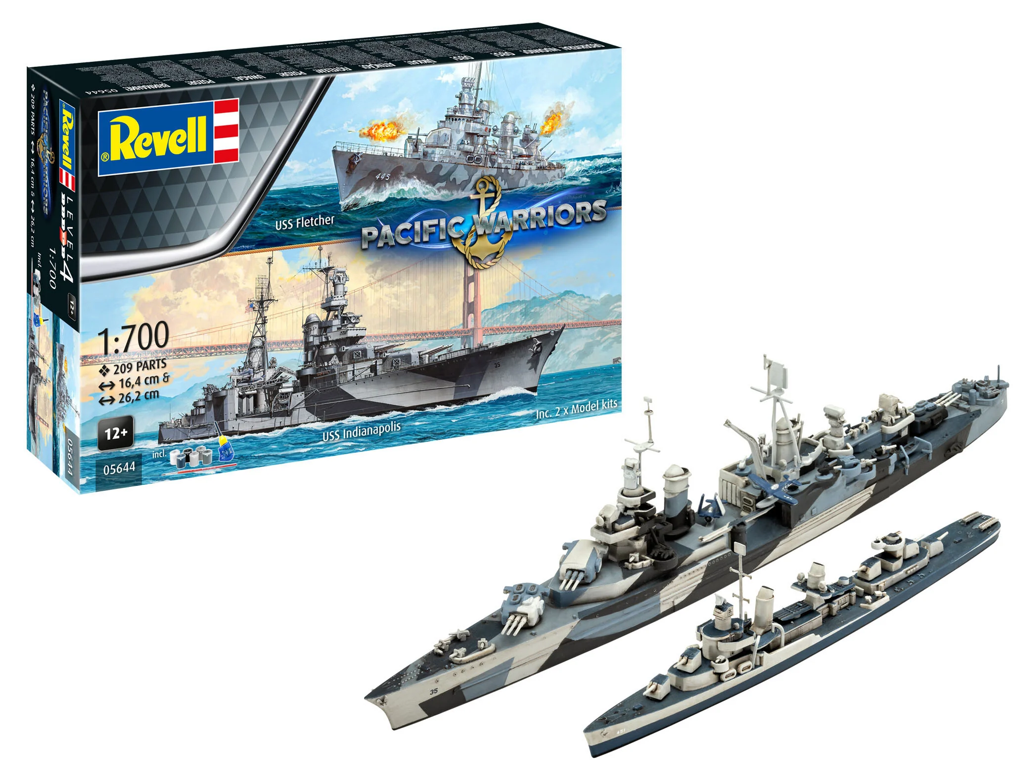 05644 Gift Set Pacific Warriors (USS Fletcher & Indianapolis) Model Kit - Image 2