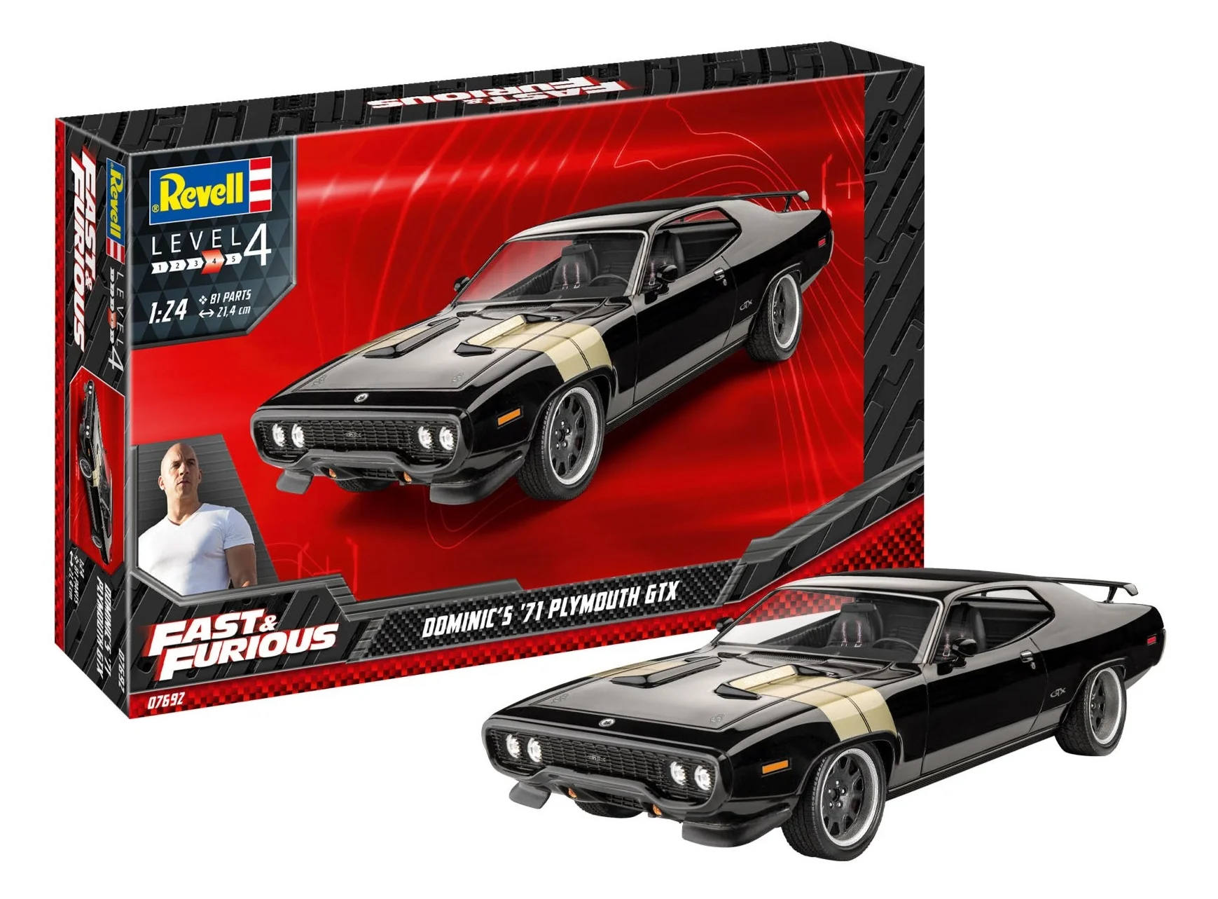 07692 Fast & Furious Dom's 1971 Plymouth GTX (1:25 Scale) Model Kit