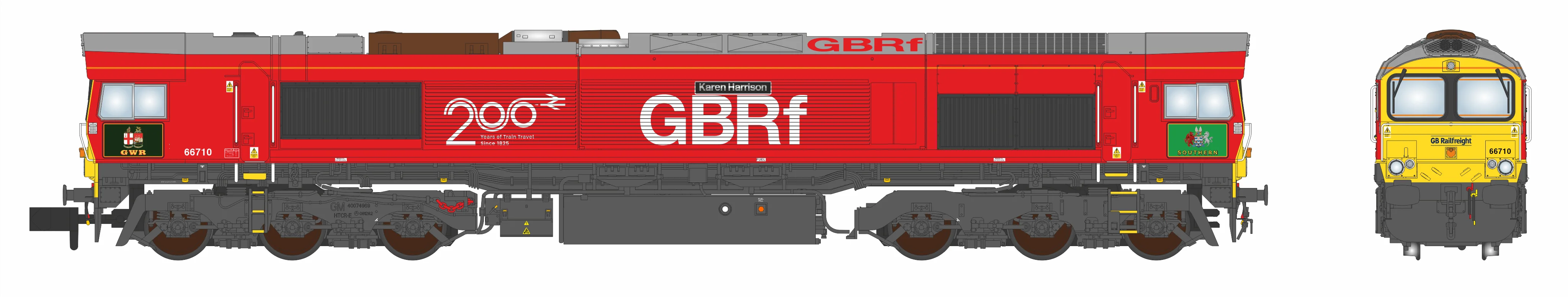 RT-N66-GBR-710DCC Class 66 GB Railfreight / Railway 200 Livery 66710 "Karen Harrison" Diesel Locomotive - DCC Sound
