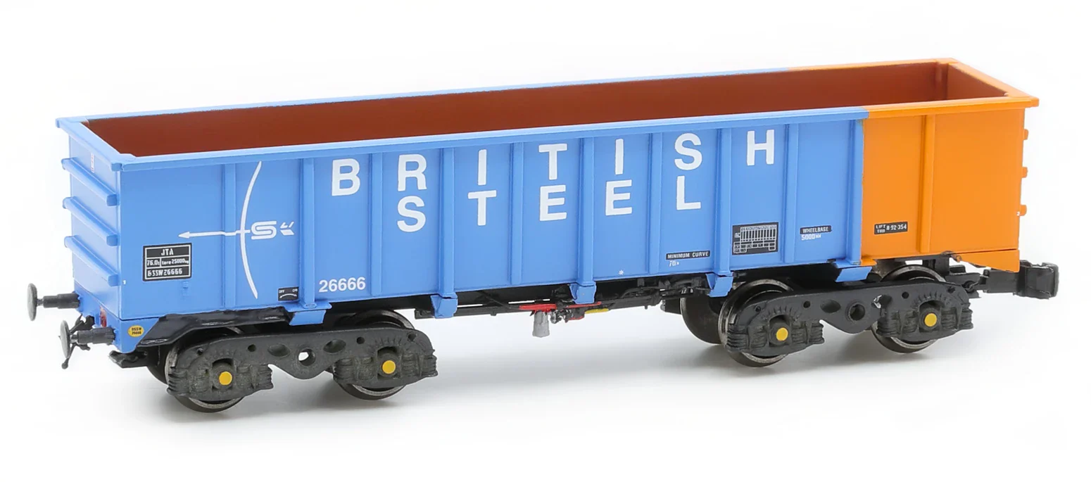RT-PTA-BSSW-531A Pack of 5 PTA/JTA/JUA Iron Ore Tippler Wagons British Steel Blue/Orange (Outer) - Image 2