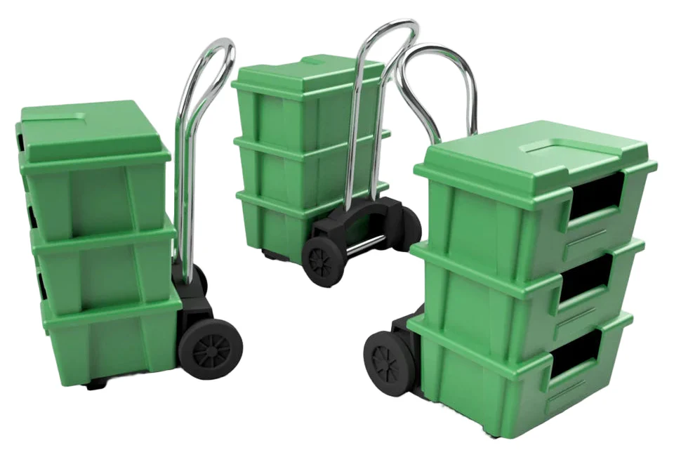 RRM143 OO Gauge Recycling Bins (Pack of 9) - Unpainted Model Kit