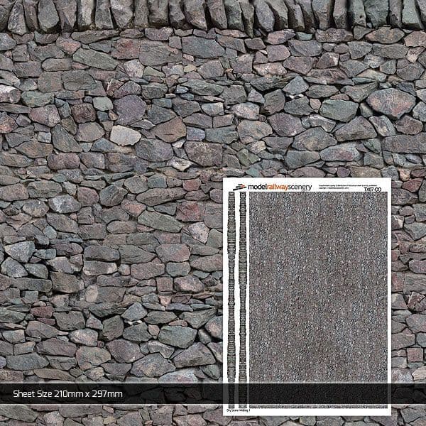 TX007 OO/HO Dry Stone Wall Texture Paper (x5)