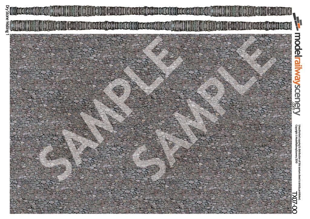 TX007 OO/HO Dry Stone Wall Texture Paper (x5) - Image 2