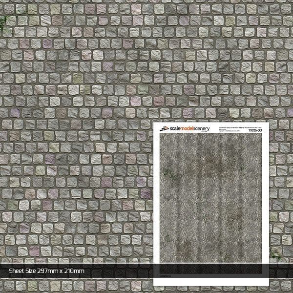 TX026 OO/HO Cobblestones Texture Paper (x5)