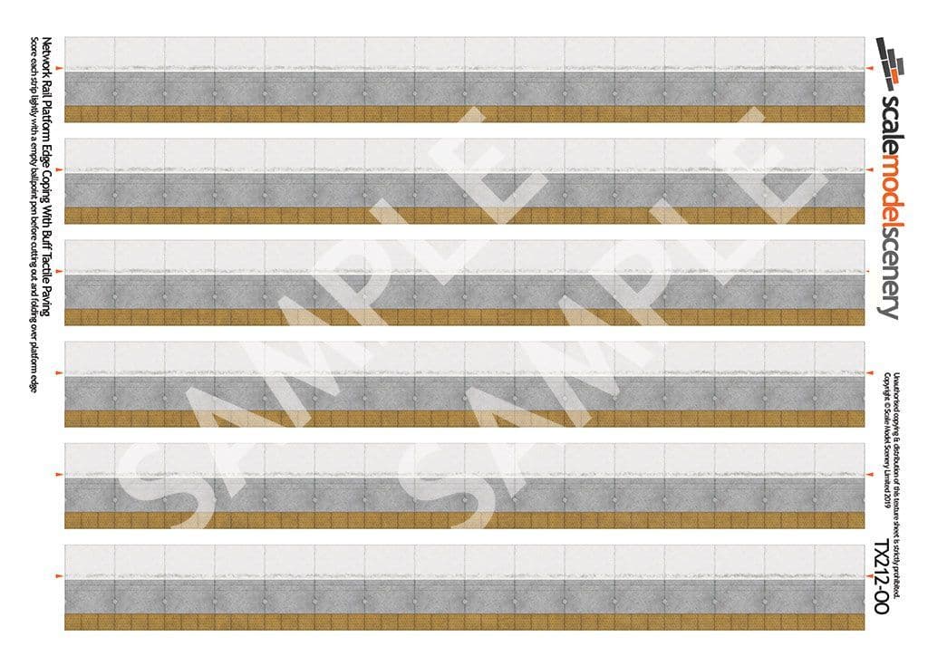 TX212 OO/HO Network Rail Platform Edge Coping With Buff Paving (x5) - Image 2