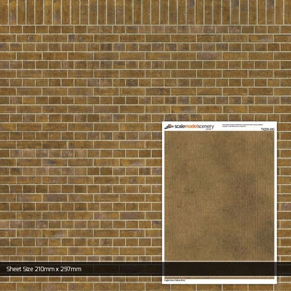 TX255 OO/HO English Bond Yellow Brick Texture Paper (x5)