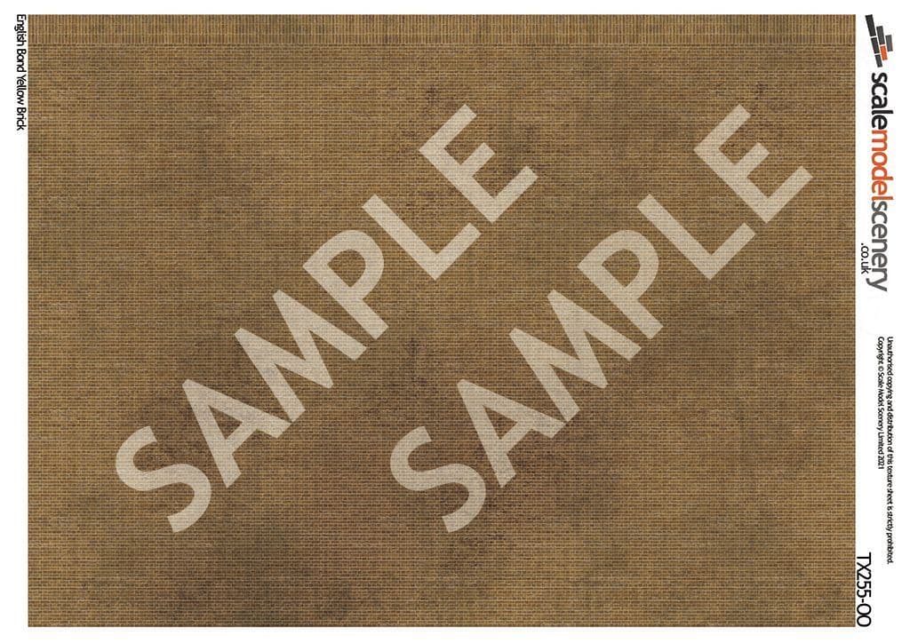 TX255 OO/HO English Bond Yellow Brick Texture Paper (x5) - Image 2