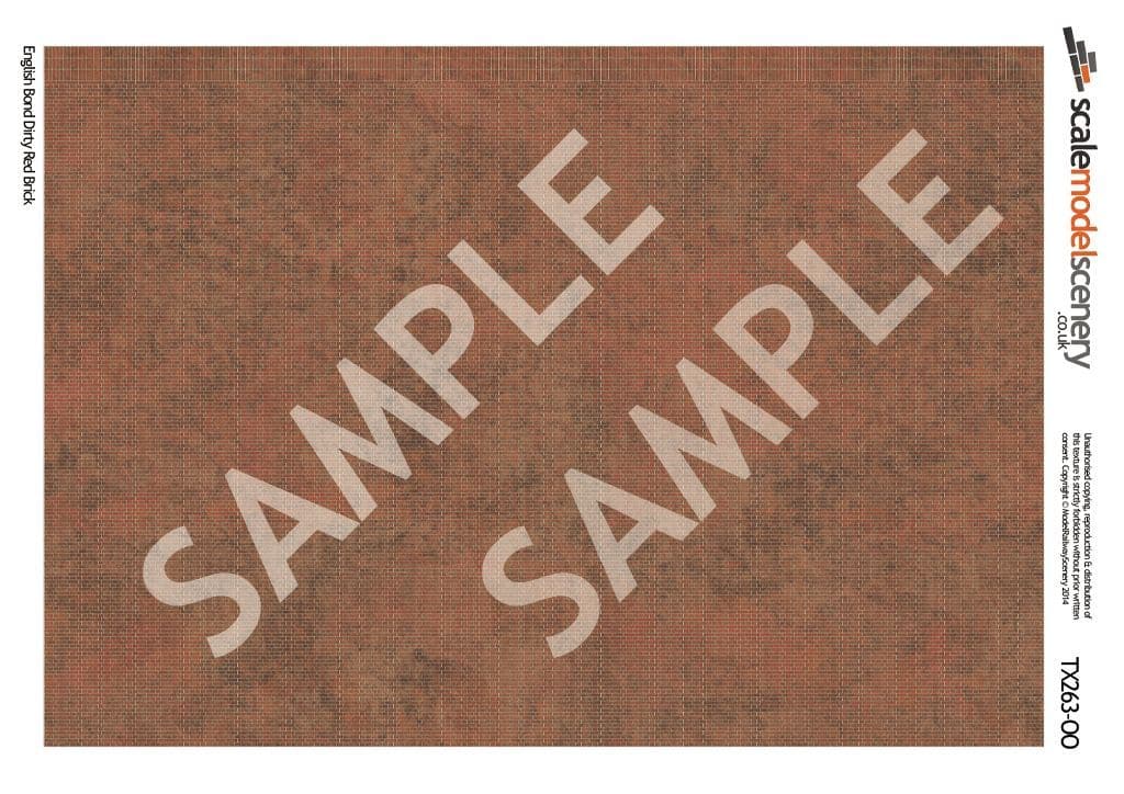 TX263 OO/HO English Bond Dirty Red Brick Texture Paper (x5) - Image 2