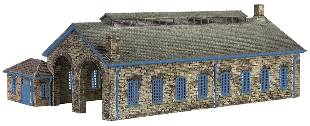 42-0157B Two Road Stone Engine Shed Blue