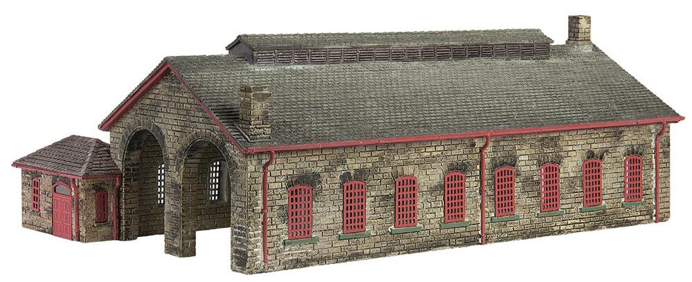 42-0157R Two Road Stone Engine Shed Red