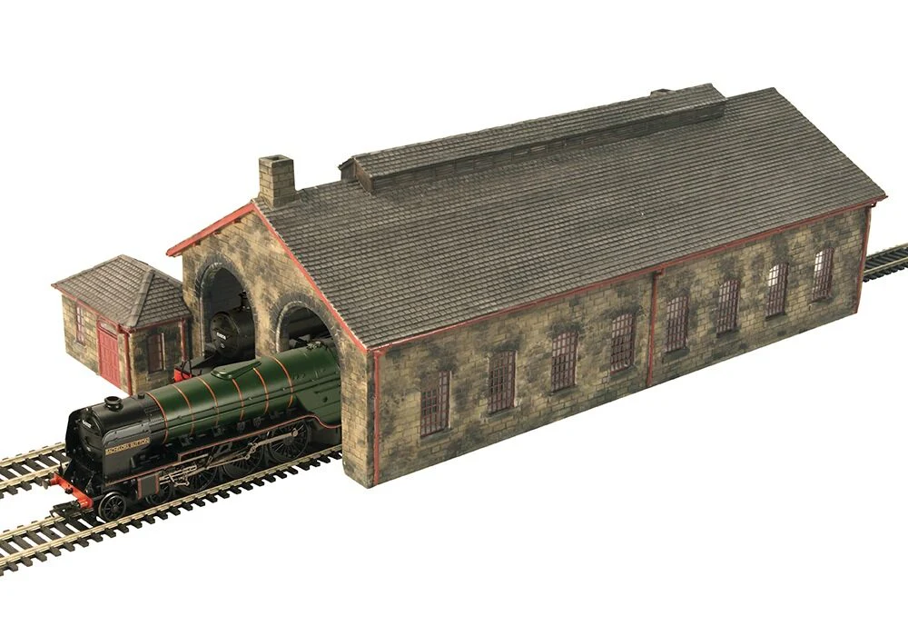 44-0157R Two Road Stone Engine Shed - Red