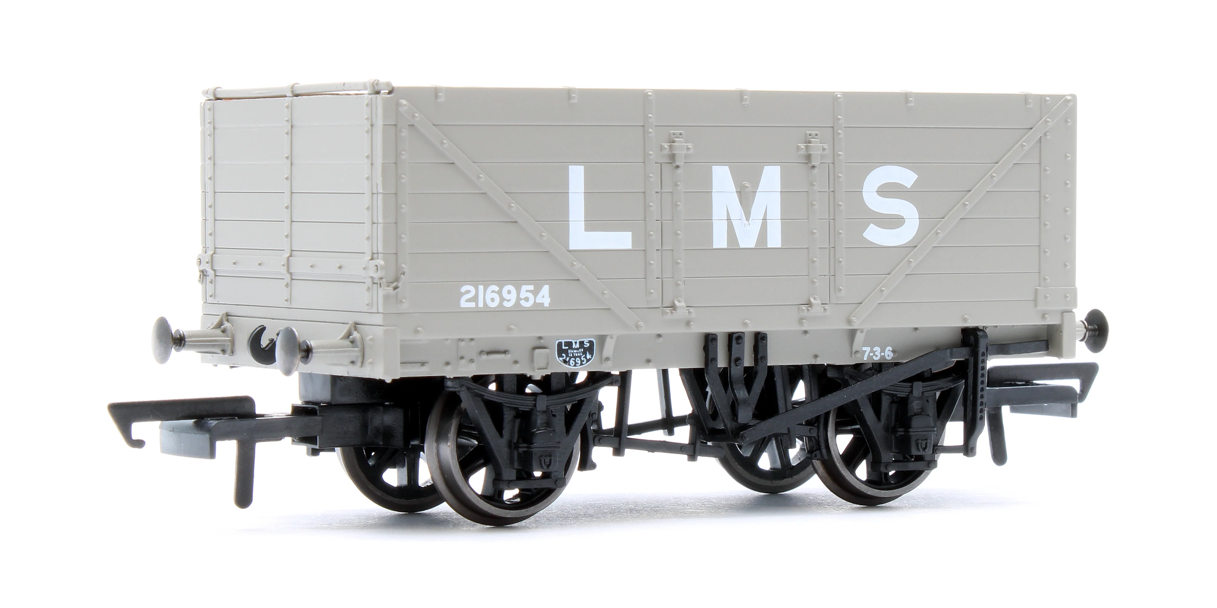 OR76MW7036 Set of 4 7 Plank Wagons LMS 216954 - Image 3
