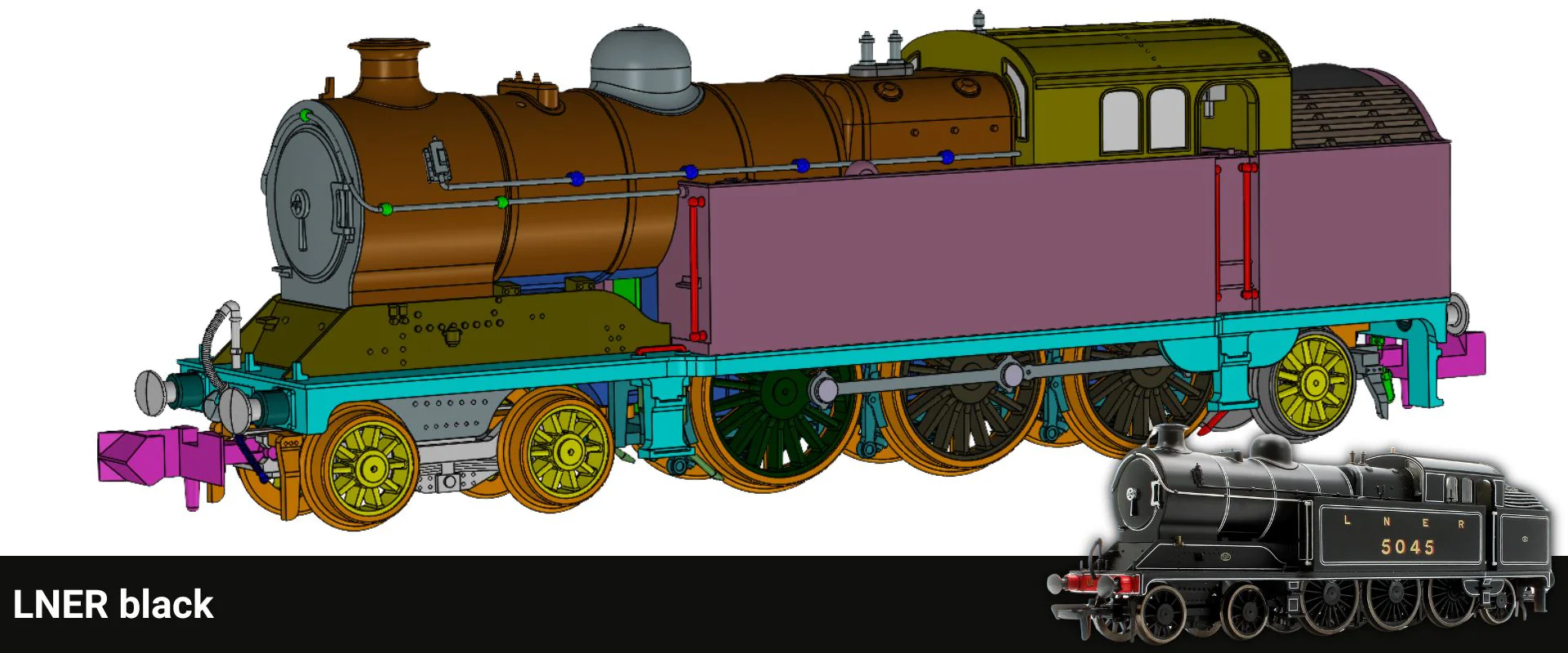 S2104-02 Robinson A5 (GCR Class 9N) 4-6-2 LNER Black (Lined) No.5045 Steam Tank Locomotive