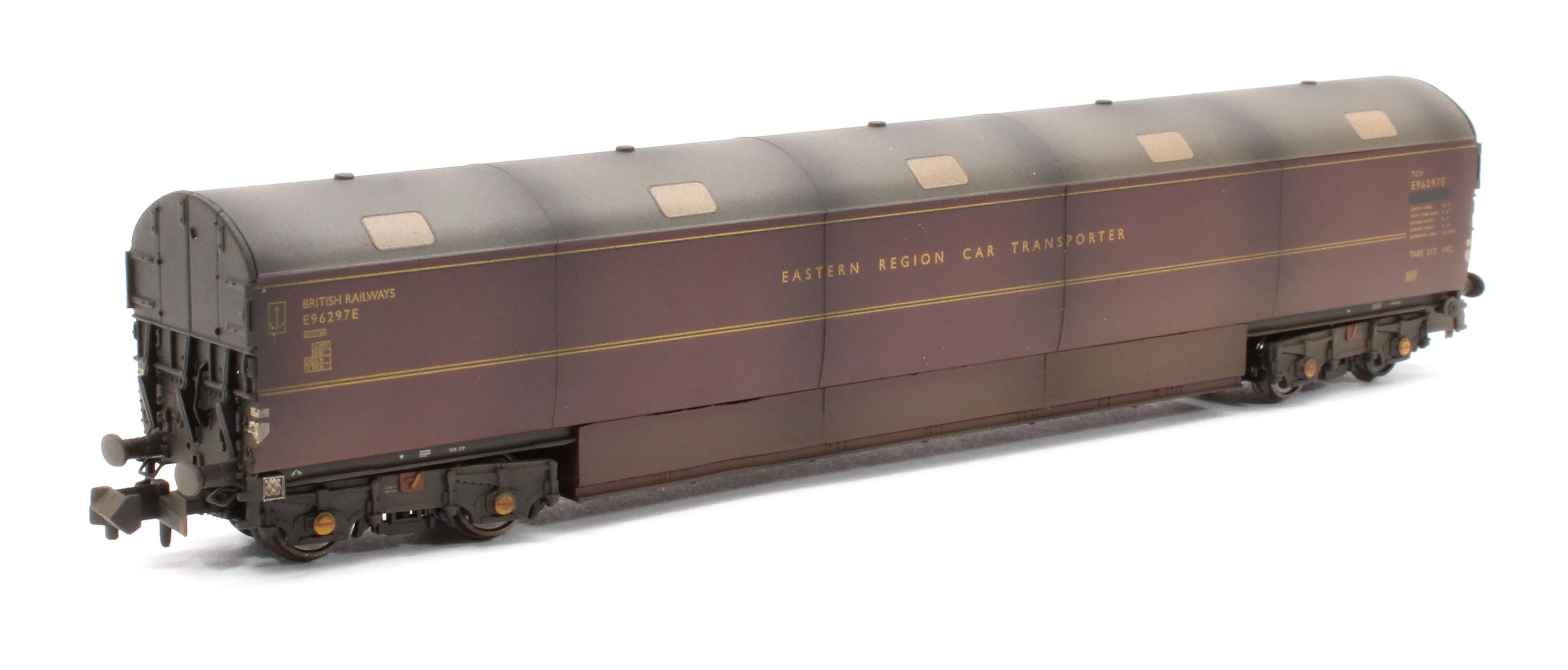 S2303-02 Custom Weathered Newton Chambers Car Transporter Eastern Region BR Lined Maroon E96286/293/297E - Pack 2 - Image 2