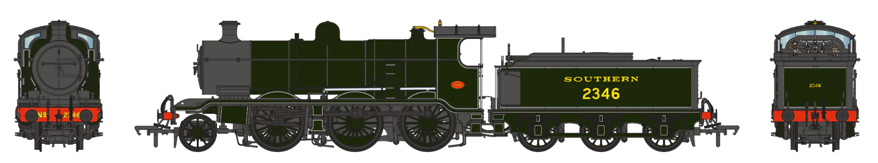 S4102-04 LB&SCR K Class 2-6-0 Southern Maunsell Dark Olive Green No.2346 Steam Locomotive - Image 2