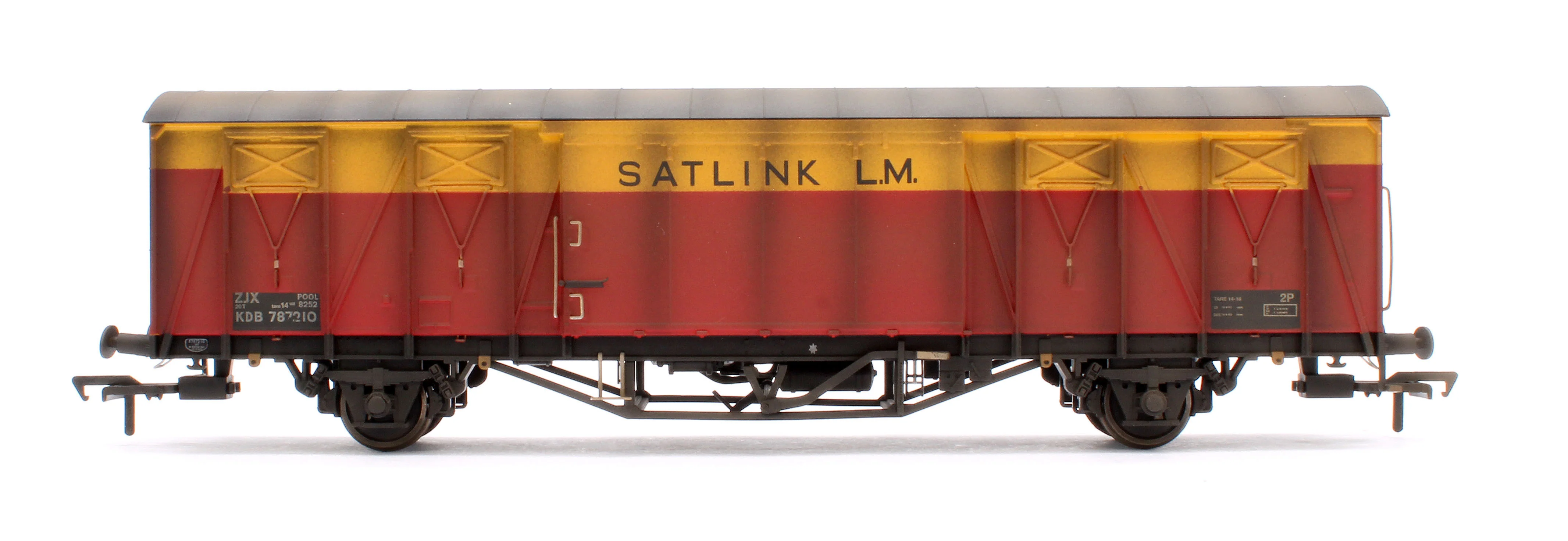 S4301-11W Custom Weathered 20T VIX Ferry Van , ZJX, No.KDB787210, Satlink Red/Yellow - Image 2
