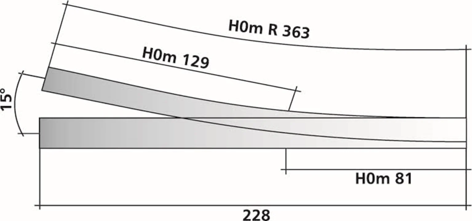 85184 Tillig elite track : Left Bifurcation HO/HOm Narrow Splits - Image 3