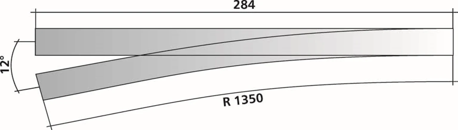 85354 Tillig elite track : Left Medium radius HO 6° - 9° - Image 3