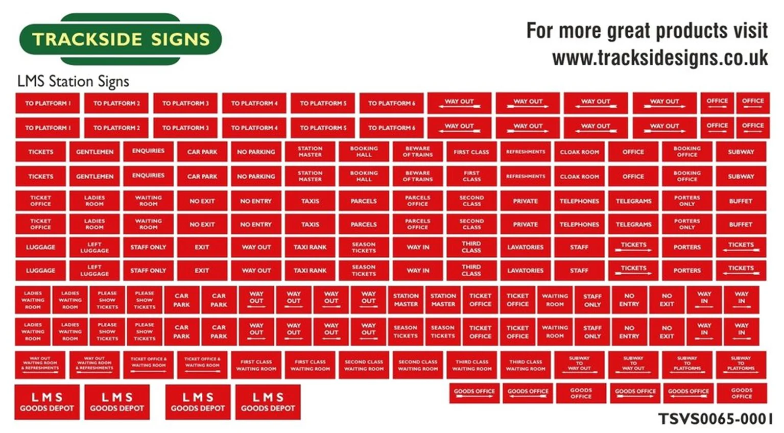 TSVS0065-001 Die Cut LMS Station Signs - Red