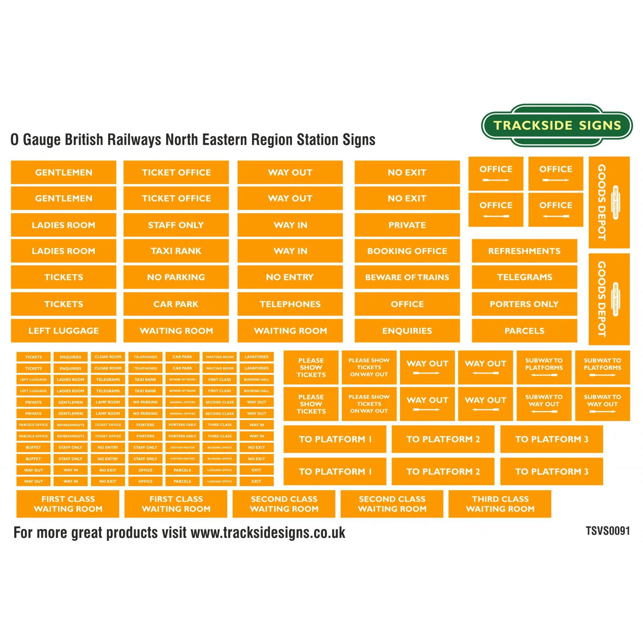 TSVS0091 British Railways North Eastern Region - General Station Signs - O Gauge